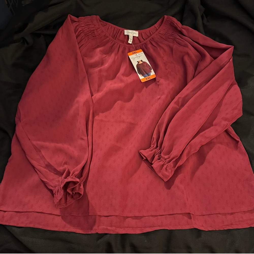 NWT Jessica Simpson Boho Blouse Berry 2X XXL - Picture 3 of 7
